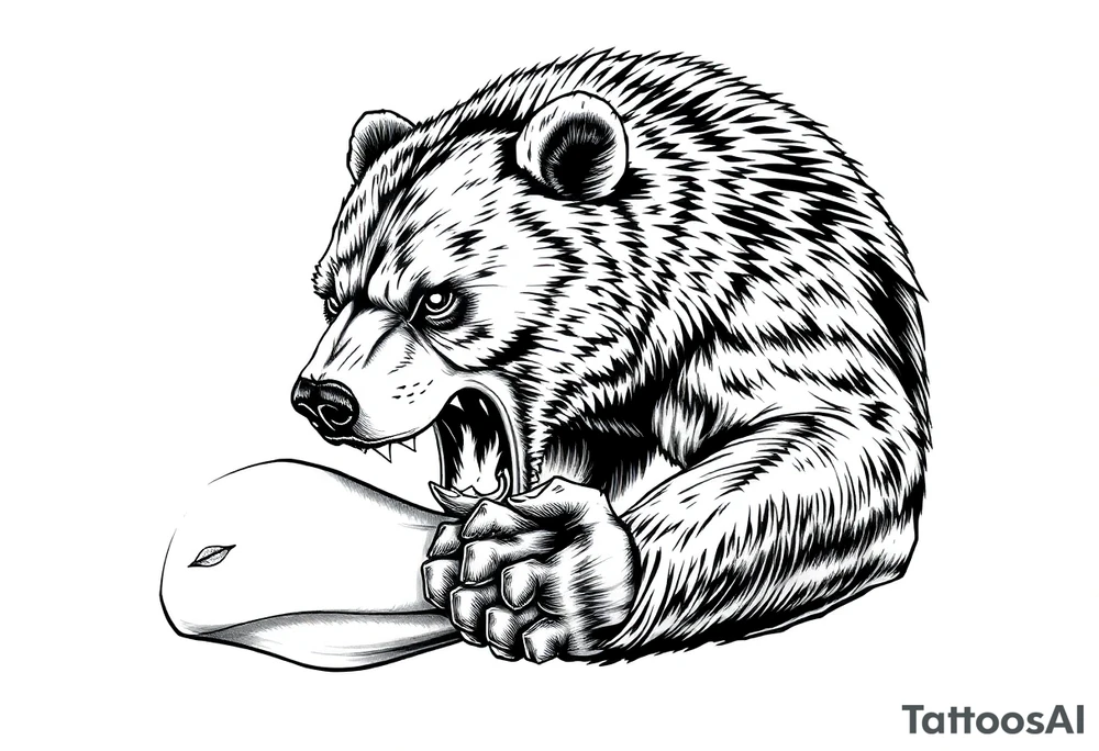 majestic, powerfull and dangerous bear huntig for his pray tattoo idea
