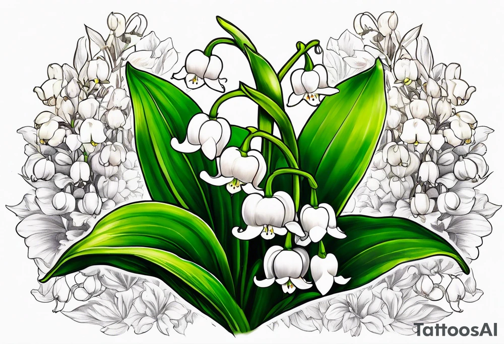 lily of the valley and asian bleeding heart flower tattoo idea
