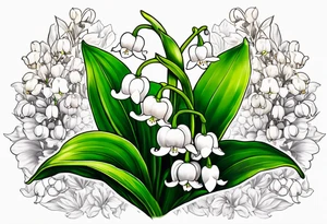 lily of the valley and asian bleeding heart flower tattoo idea