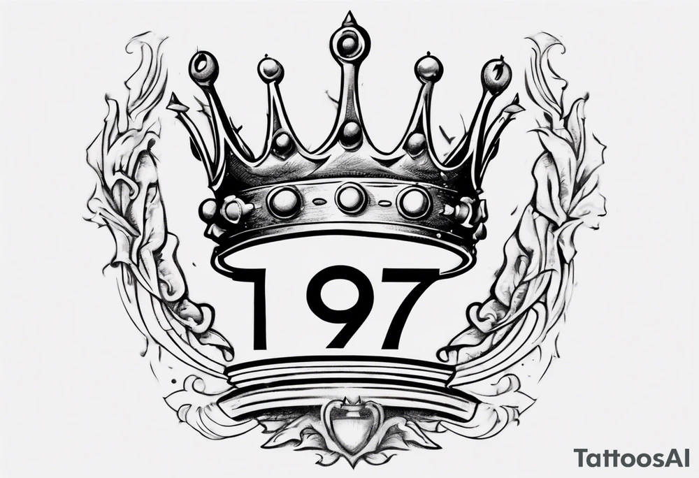 1997 with crown on top of one of the numbers. The crown should be touching one of the numbers tattoo idea