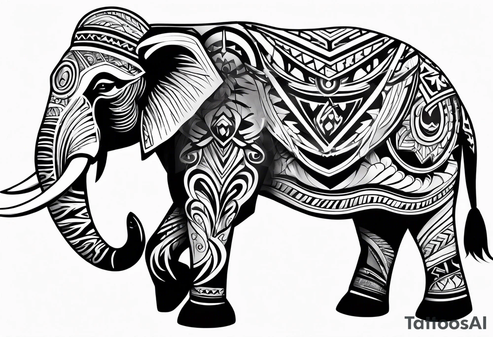 strong mammoth tribal tattoo idea