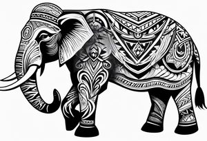 strong mammoth tribal tattoo idea