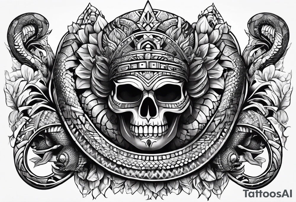 aztec snake sleeve tattoo idea