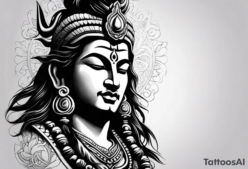 Shiva tattoo and add personality like adventure, karma , nothing is deep , positive, go with the flow tattoo idea