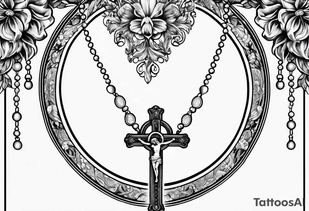 rosary with beads tattoo idea
