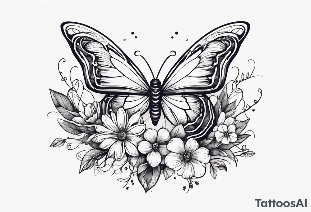 rib cage with 

 flowers and butterflies
simple design minimal sketch tattoo idea