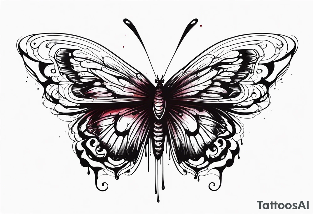 dead butterfly spreading wings and dripped in blood tattoo idea