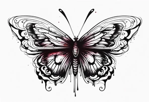 dead butterfly spreading wings and dripped in blood tattoo idea
