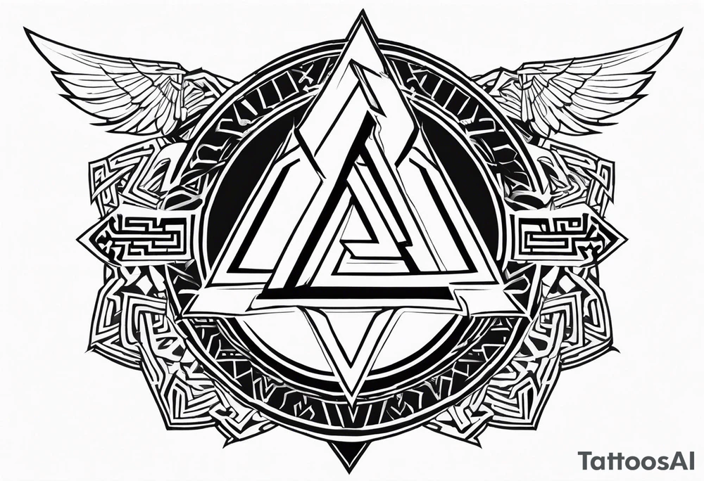 Valhalla fire runes lightning thunder
Sword shield valknut tattoo idea