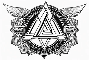 Valhalla fire runes lightning thunder
Sword shield valknut tattoo idea