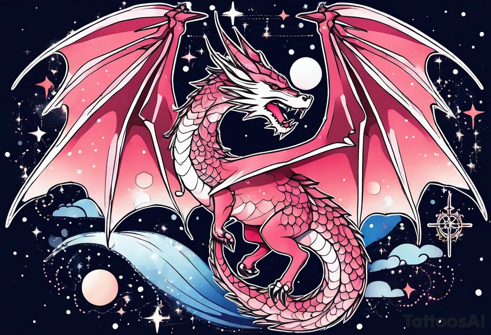 Constellation, wing , snow , cross , dragon japan kawaii tattoo idea