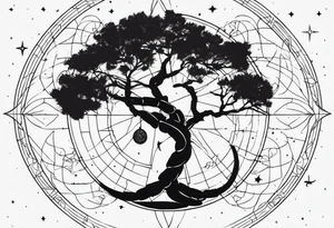 Scorpion star map sign with tree of life tattoo idea