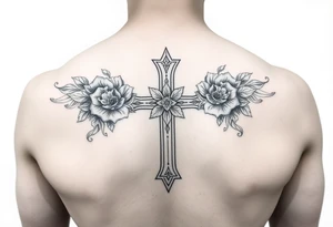 Floral cross tattoo idea