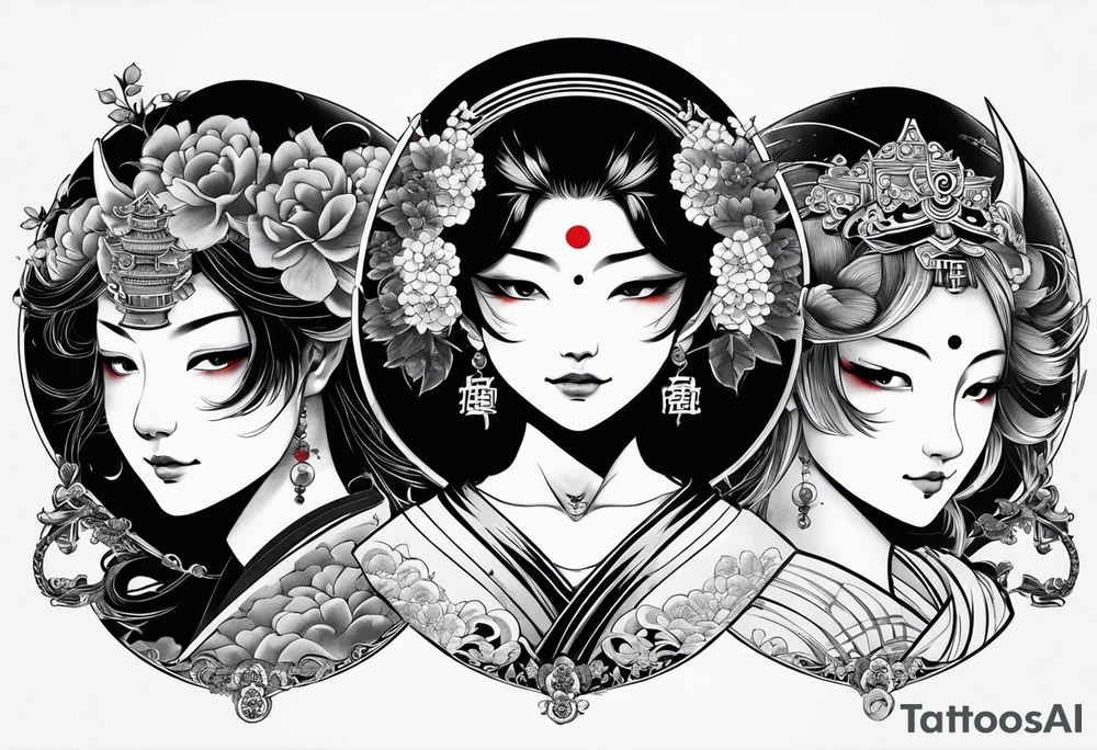 The Japanese say you have three faces. The first face, you show to the world. The second face, you show to your close friends and your family. The third face, you never show anyone. japanese demon tattoo idea tattoo idea