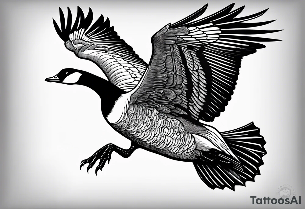 canadian goose fighting and hissing and flying tattoo idea