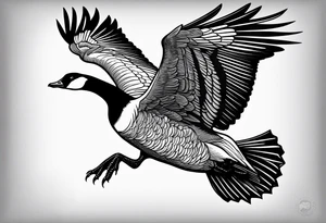 canadian goose fighting and hissing and flying tattoo idea