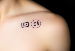 Powerful symbolic of play button, pause button, stop button and rewind tattoo idea