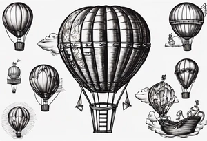 hot air balloon with a ladder coming from the basket tattoo idea