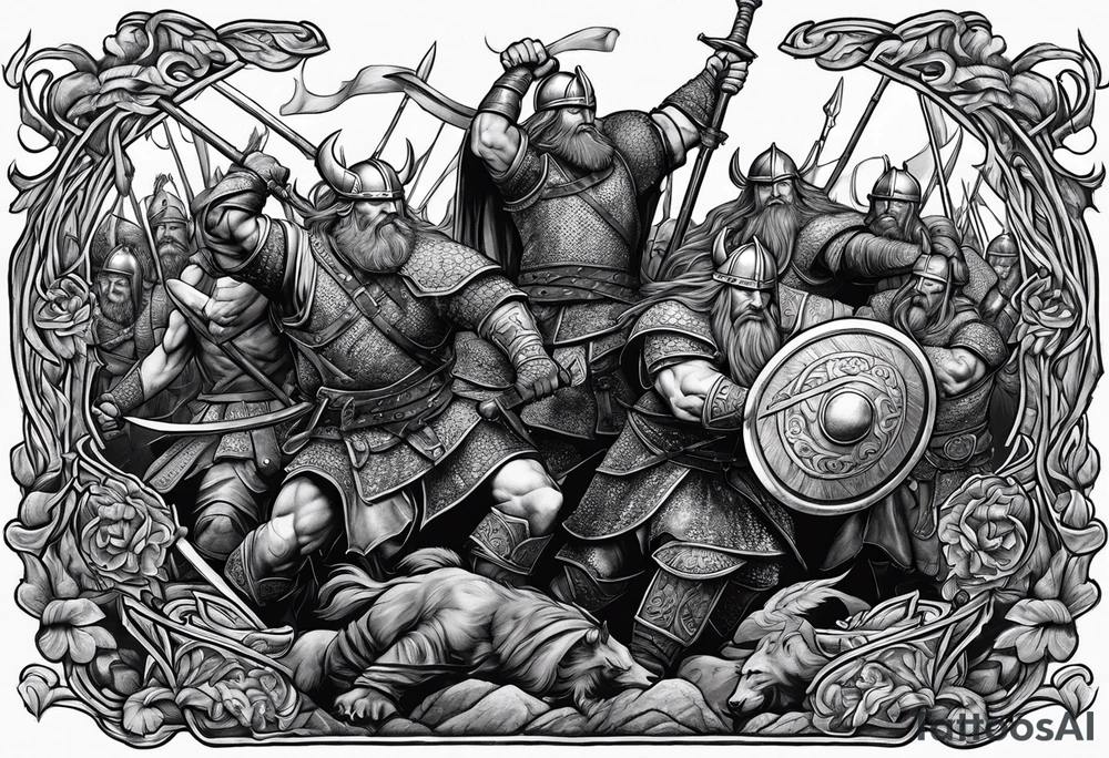 Viking battle scene tattoo idea