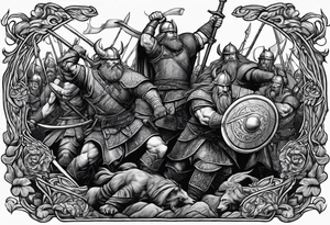 Viking battle scene tattoo idea