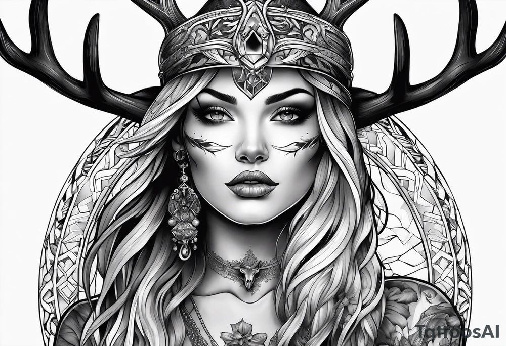 A human with a deer skull head tattoo idea