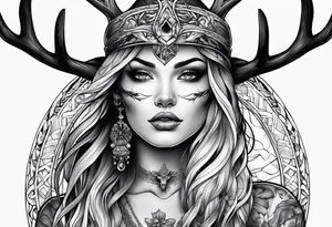 A human with a deer skull head tattoo idea