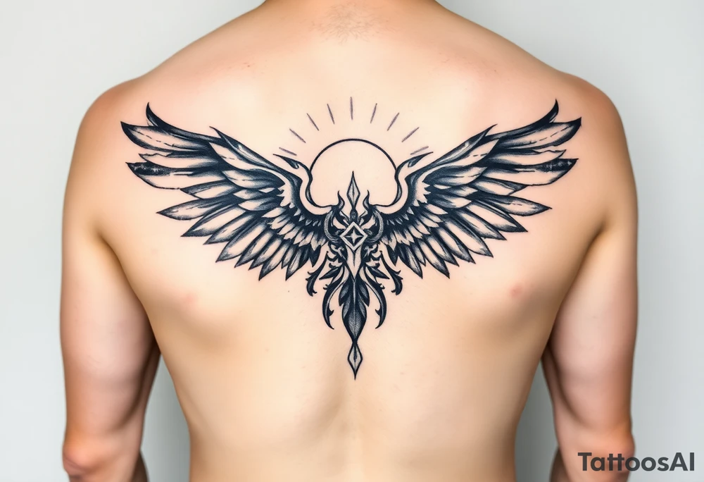 ArchAngel Protection tattoo stencil leg tattoo idea