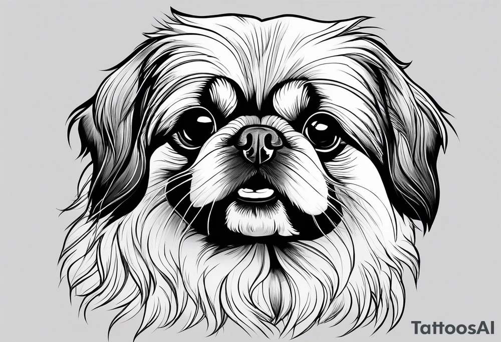 The contour of the face of a pekingese with shih tzu mixed race god. Nothing besides the face. tattoo idea