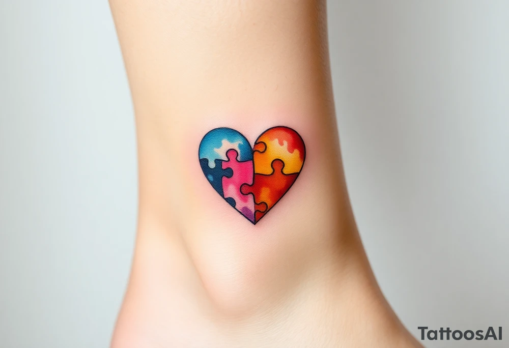 autism heart puzzle shape symbol tattoo idea