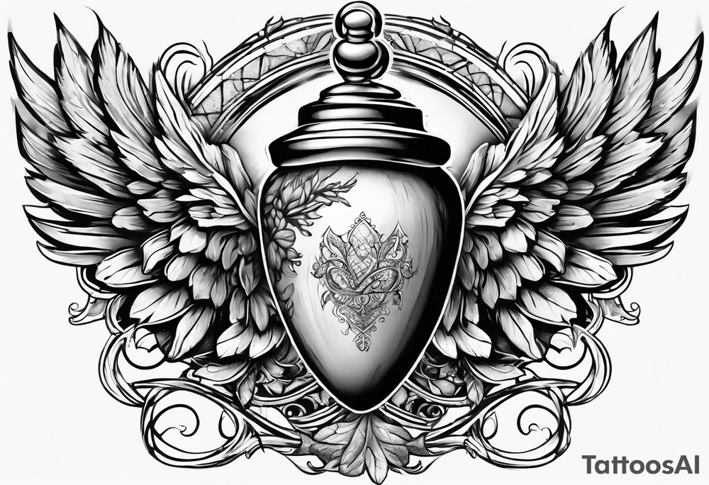 Acorn with angel wings tattoo idea