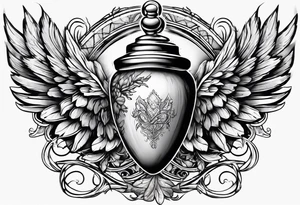 Acorn with angel wings tattoo idea