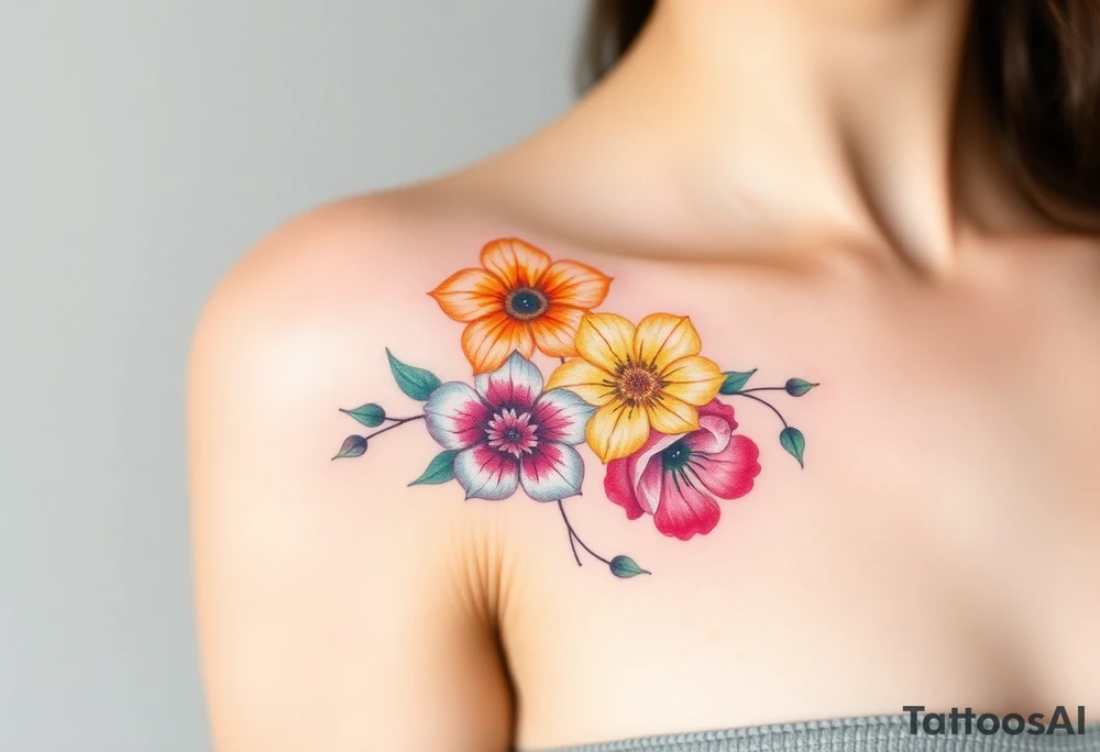 Friendship  flowers tattoo idea