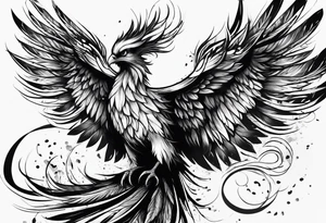 Phoenix bird flying and fading away while burning

, tattoo idea