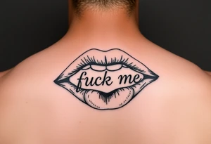 Set of lips with the words fuck me  written on them tattoo idea