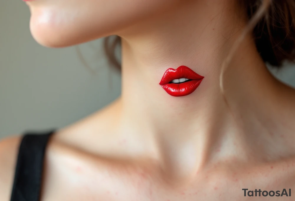 Cherry Bomb Lips – Bright cherry red kiss lipstick mark, bold and sultry, like a kiss left on a love letter. tattoo idea