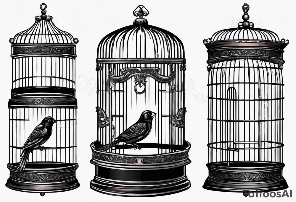 Artistic bird cage empty with door open tattoo idea