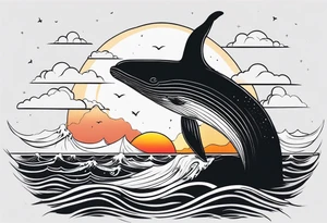 Whale tail ocean sunset tattoo idea