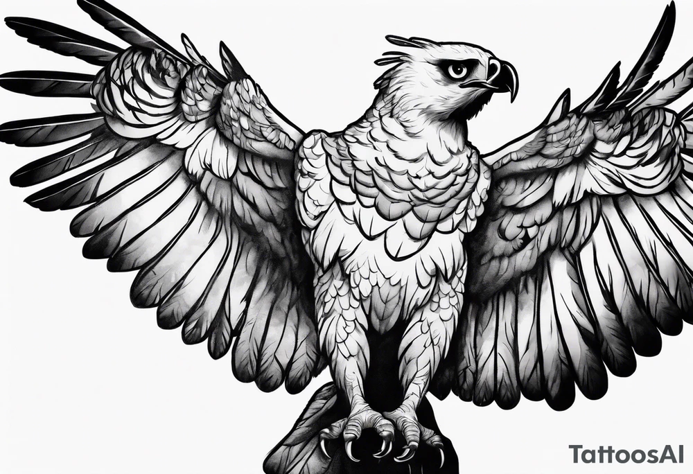 harpy eagle at night flying in the moonlight dark aesthetic tattoo idea