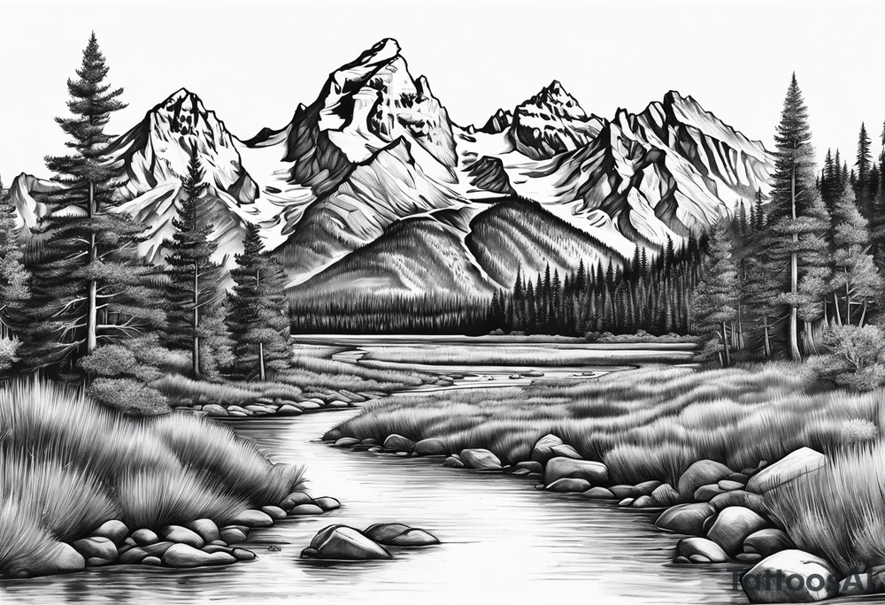 grand teton sleeve tattoo idea