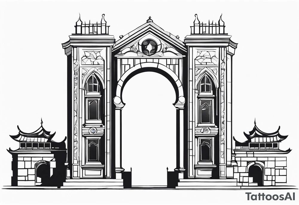 town gate vector tattoo idea