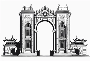town gate vector tattoo idea