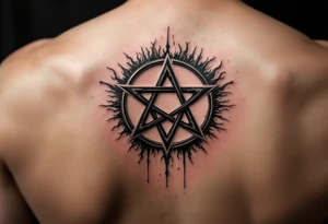 powerful wicca symbol surrounded with magic tattoo idea