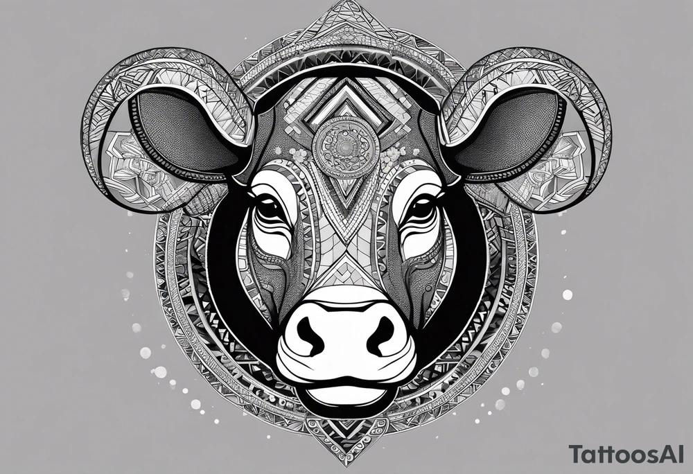 Very asymmetrical, +geometric pattern, with realistic full moon, with hippo,+tribal, +geometric, +inkart , +blackwork, +grey scale, + sketch
with wintersweet flower bud, +for men, detailed layering , modify from my favourites , dont look like a cow tattoo idea