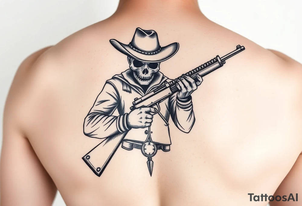 Dead cowboy with rifle tattoo idea