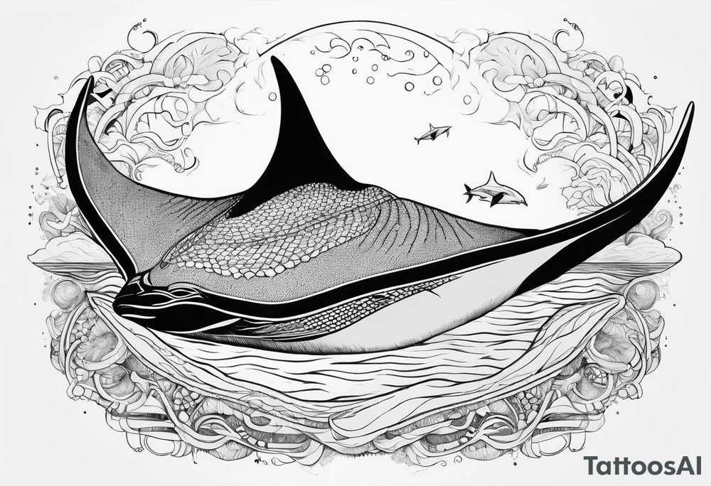 Cite manta ray swimming like flying tattoo idea