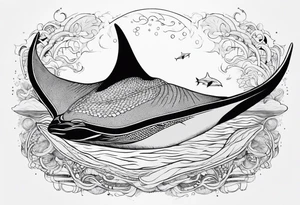 Cite manta ray swimming like flying tattoo idea