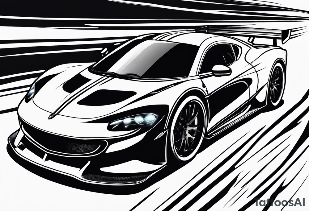 Race car with flames and fish tattoo idea
