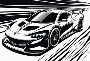 Race car with flames and fish tattoo idea