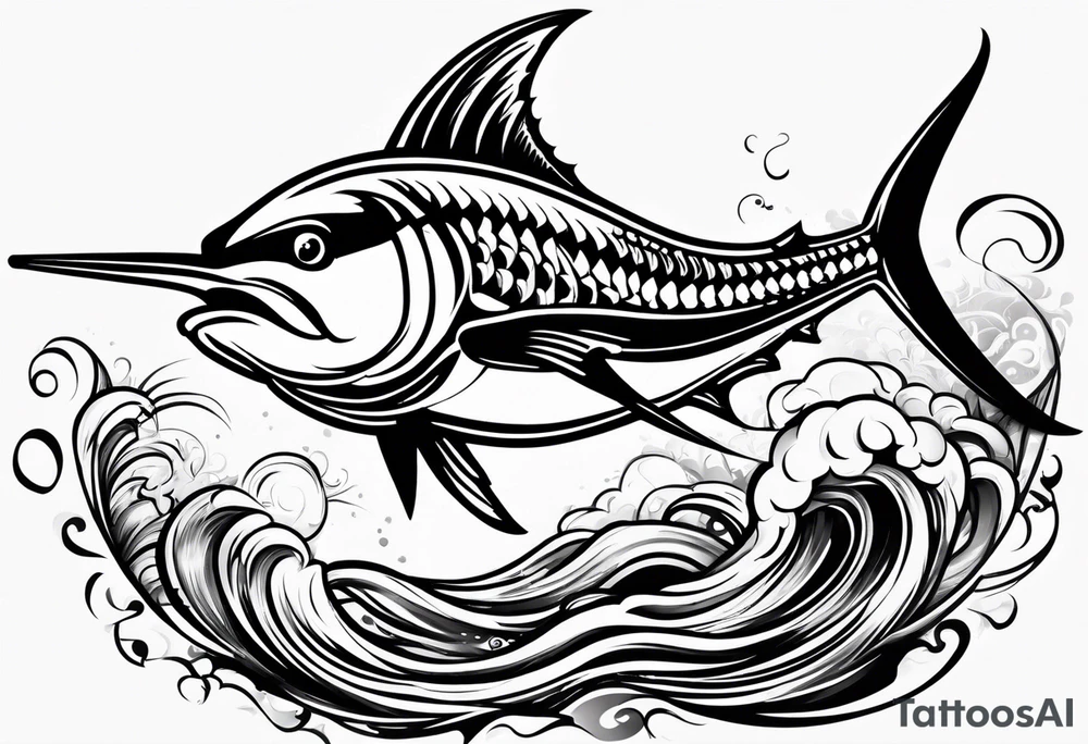 Marlin jumping tattoo idea