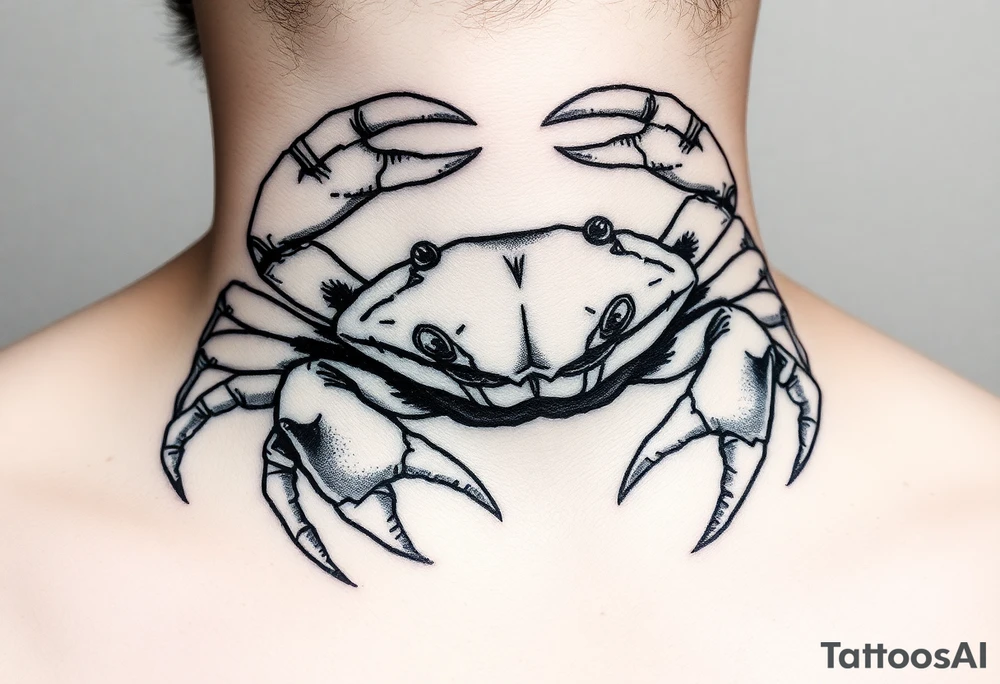 powerful vicious crab ready to defend or attack proudly showing off that a crab is the sign of a cancerg tattoo idea